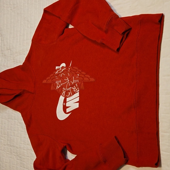 Nike Air Jordan YOUTH Remix Sideways Upside Down Logo Pullover Hoodie Red, Large - Picture 3 of 6